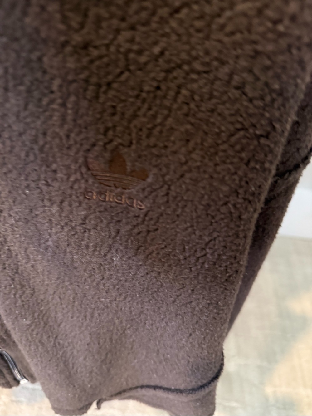 adidas Cropped Teddy Sherpa Hoodie Jacket in Brown - Picture 6 of 9